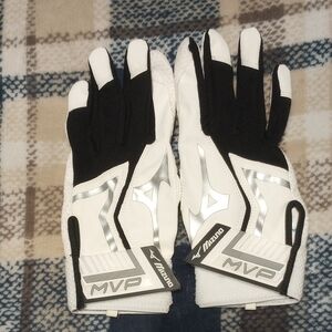 Mizuno MVP Batting Gloves Black and White